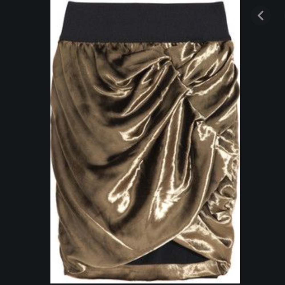 Elizabeth and James Gold  Velvet Ruched Miniskirt Sz.‎ 0 - Picture 2 of 6